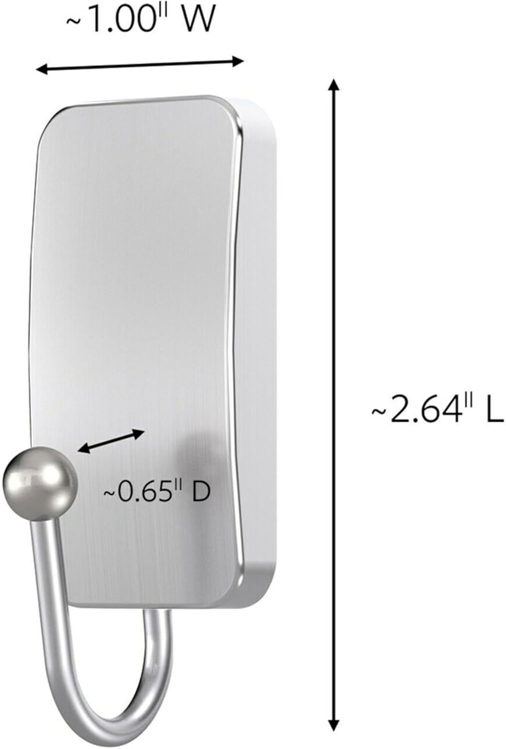 Command Small Bath Hook. Holds up to 1 lb. 1 Satin Nickel Shower Hook with 2 Water Resistant Strips. Damage-Free Bathroom Organization - Image 4