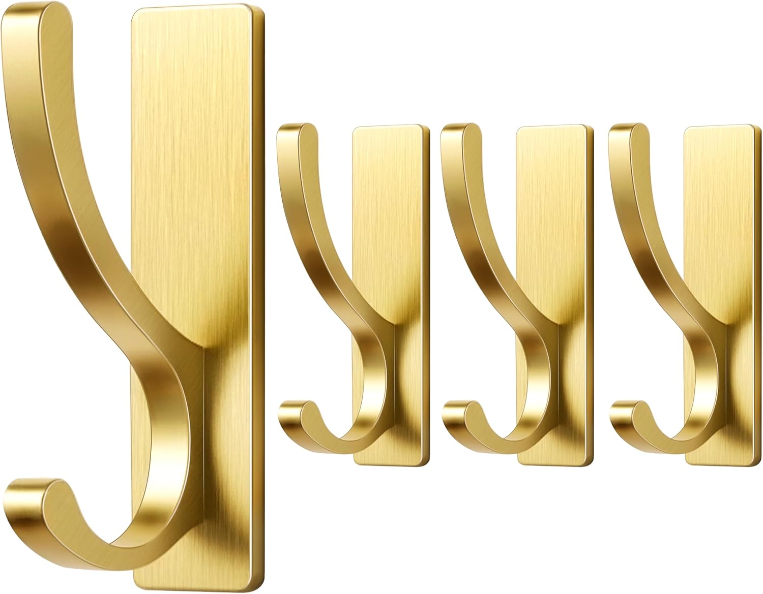pickpiff Adhesive Wall Hooks for Towels - Sticky Hook Hanging Heavy Duty (13lb). Hanger for Door. Bathroom. Dorm. Closet - for Coats. Purse. Bag. Robe - No Damage to Wall - Gold 4 Pack - Image 8