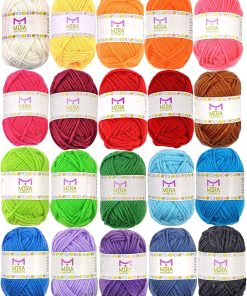 20 Acrylic Yarn Skeins - 438 Yards Multicolored Yarn in Total  Great Crochet and Knitting Starter Kit for Colorful Craft  Assorted Colors